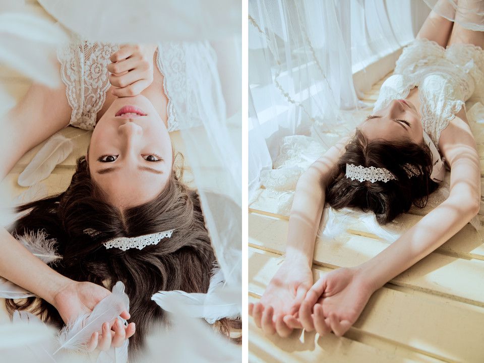 白纱下性感蕾丝内衣诱人写真