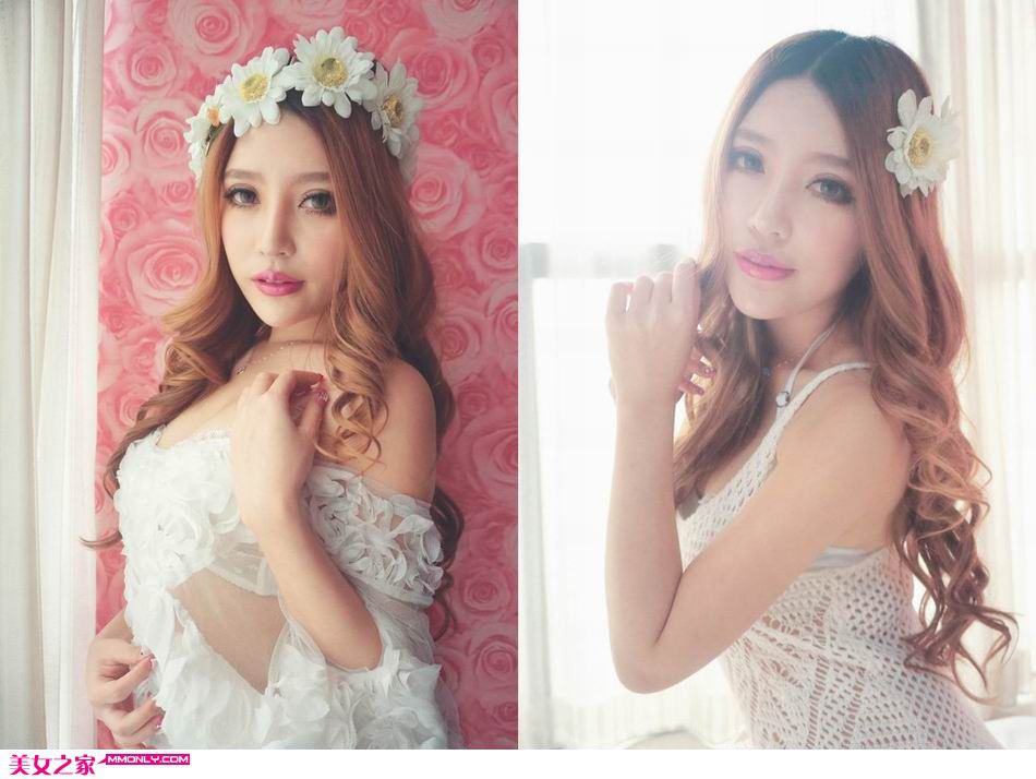 白色纱裙小美女犹如迷人花仙子写真