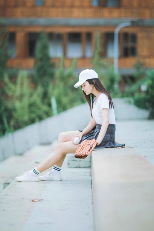 校园长腿美女纯白短袖小短裙清新阳光唯美写真