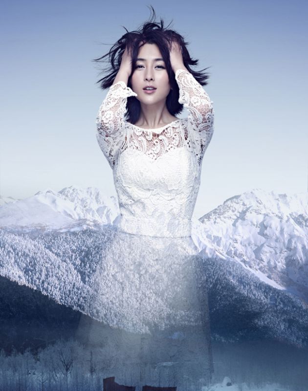 马苏唯美白纱裙迷人写真