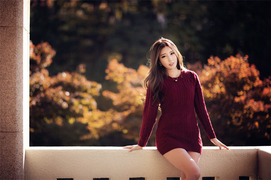 韩国车模申世河户外唯美写真照
