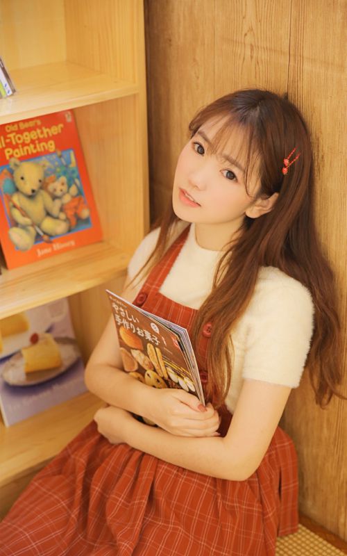 文艺漂亮长发美女卧室清纯淑女长裙小清新写真