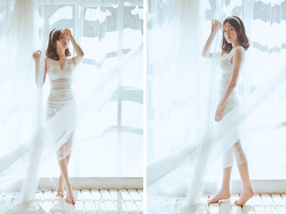 白纱下性感蕾丝内衣诱惑写真