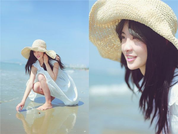 清纯美女海边迷人写真照