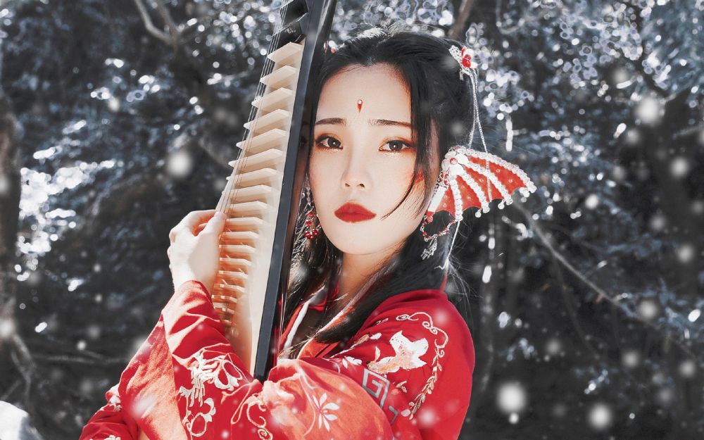 古风汉服美女雪中唯美小清新养眼空灵图片
