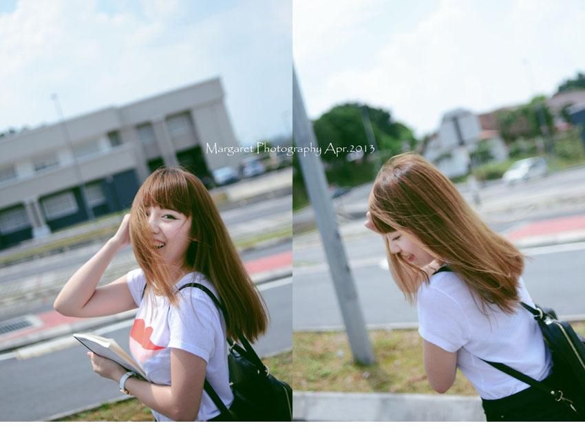 90后漂亮女孩户外俏皮可爱写照