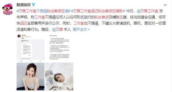 万茜工作室退还粉丝集资应援款 究竟什么情况!?