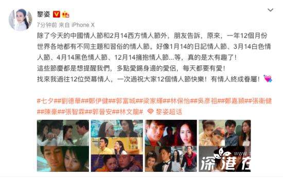黎姿晒12位荧幕情人 到底是哪12对？