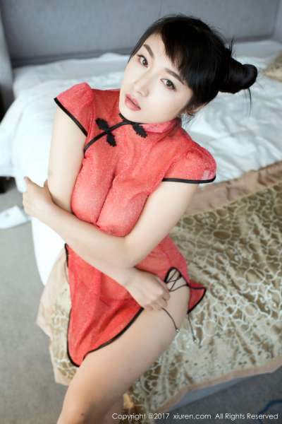 盼盼已鸠 - 透明旗袍和日系女仆装 写真图片