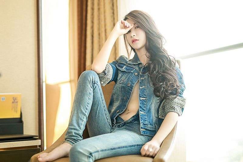 狂野lady七喜美艳牛仔风包臀紧身诱惑
